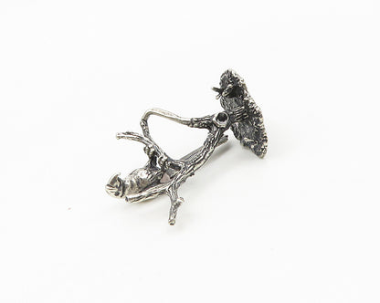 925 Sterling Silver  Vintage Shiny Parrot Perched On Branch Trinket  TR2577