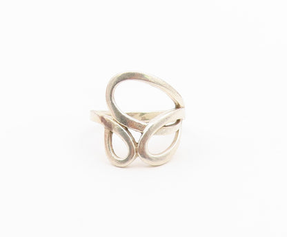 925 Sterling Silver Vintage Ring Interlocking Double Loop Band  Sz 8.5  RG36595