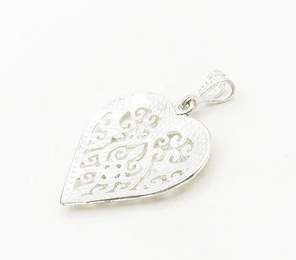 925 Sterling Silver  Shiny Polished Open Swirl Love Heart Pendant  PT12856