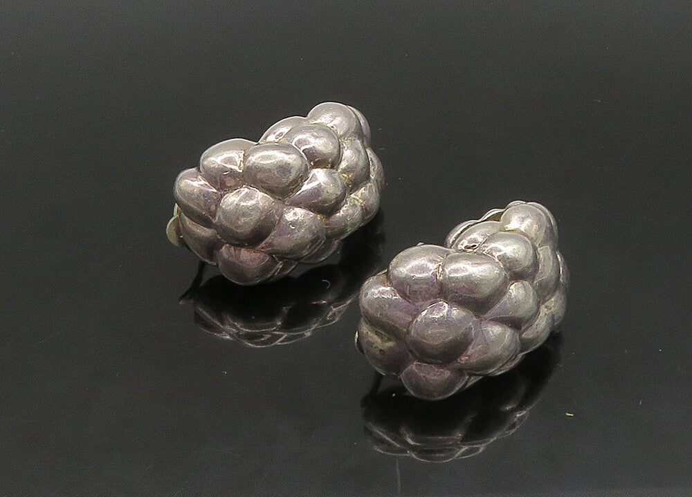 PB 925 Sterling Silver  Vintage Modernist Heavy Non Pierce Earrings  EG11426
