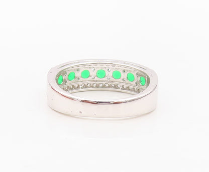925 Sterling Silver Vintage Ring Round Peridot & CZ Bands  Sz 7.5  RG30145