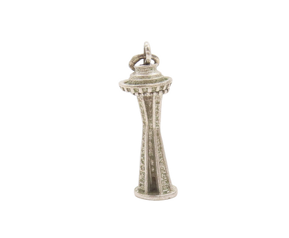 925 Sterling Silver Vintage Pendant 3D Carved Mini England Tower Charm  PT22693