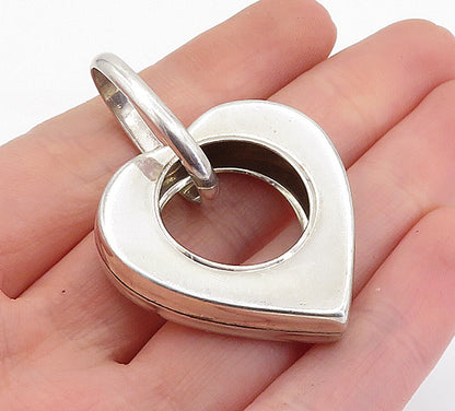 925 Sterling Silver  Vintage Shiny Minimalist Open Love Heart Pendant  PT4555