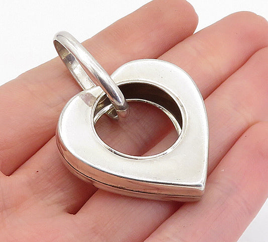 925 Sterling Silver  Vintage Shiny Minimalist Open Love Heart Pendant  PT4555