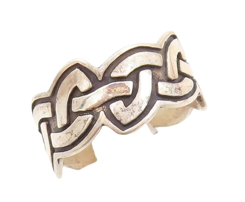 925 Sterling Silver Vintage Ring Dark Tone Cutout Celtic Knots  Sz 6  RG31296