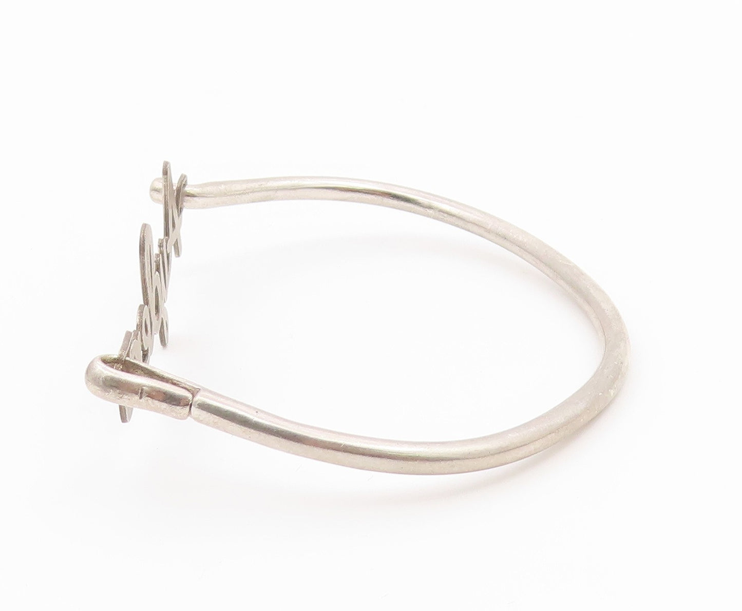 925 Sterling Silver  Shiny Smooth Ayden Name Hook Bangle Bracelet  BT6549
