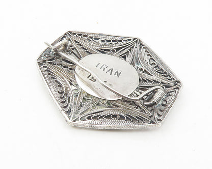 925 Sterling Silver  Vintage Antique Mother Filigree Detail Brooch Pin  BP4302