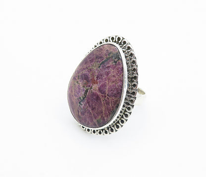 925 Sterling Silver  Purple Jasper Tear Drop Swirl Cocktail Ring Sz 8  RG8146