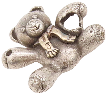 14k Gold 925 Sterling Silver Vintage Pendant KEEPSAKE Carved Teddy Bear  PT23007