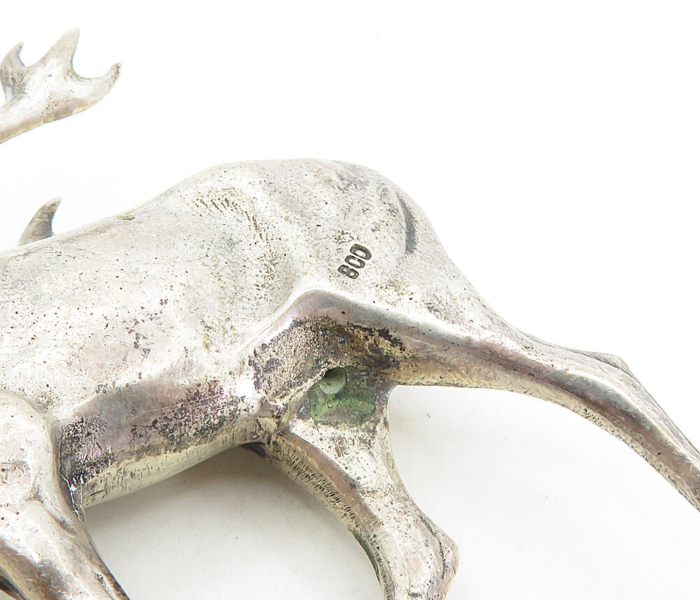 925 Sterling Silver  Vintage Sculpted Reindeer Statue Table Trinket  TR1498