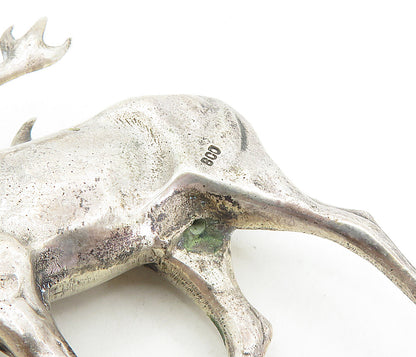 925 Sterling Silver  Vintage Sculpted Reindeer Statue Table Trinket  TR1498