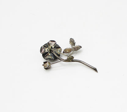 MEXICO 925 Sterling Silver  Vintage Sculpted Flower Brooch Pin  BP1020