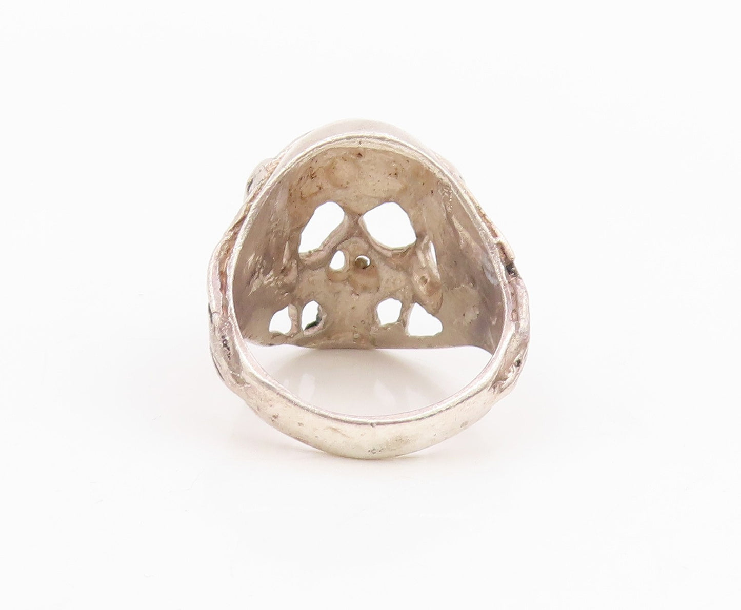 925 Sterling Silver Vintage Ring Intricate Gothic Skull Design  Sz 9  RG34950