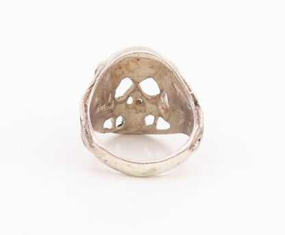 925 Sterling Silver Vintage Ring Intricate Gothic Skull Design  Sz 9  RG34950