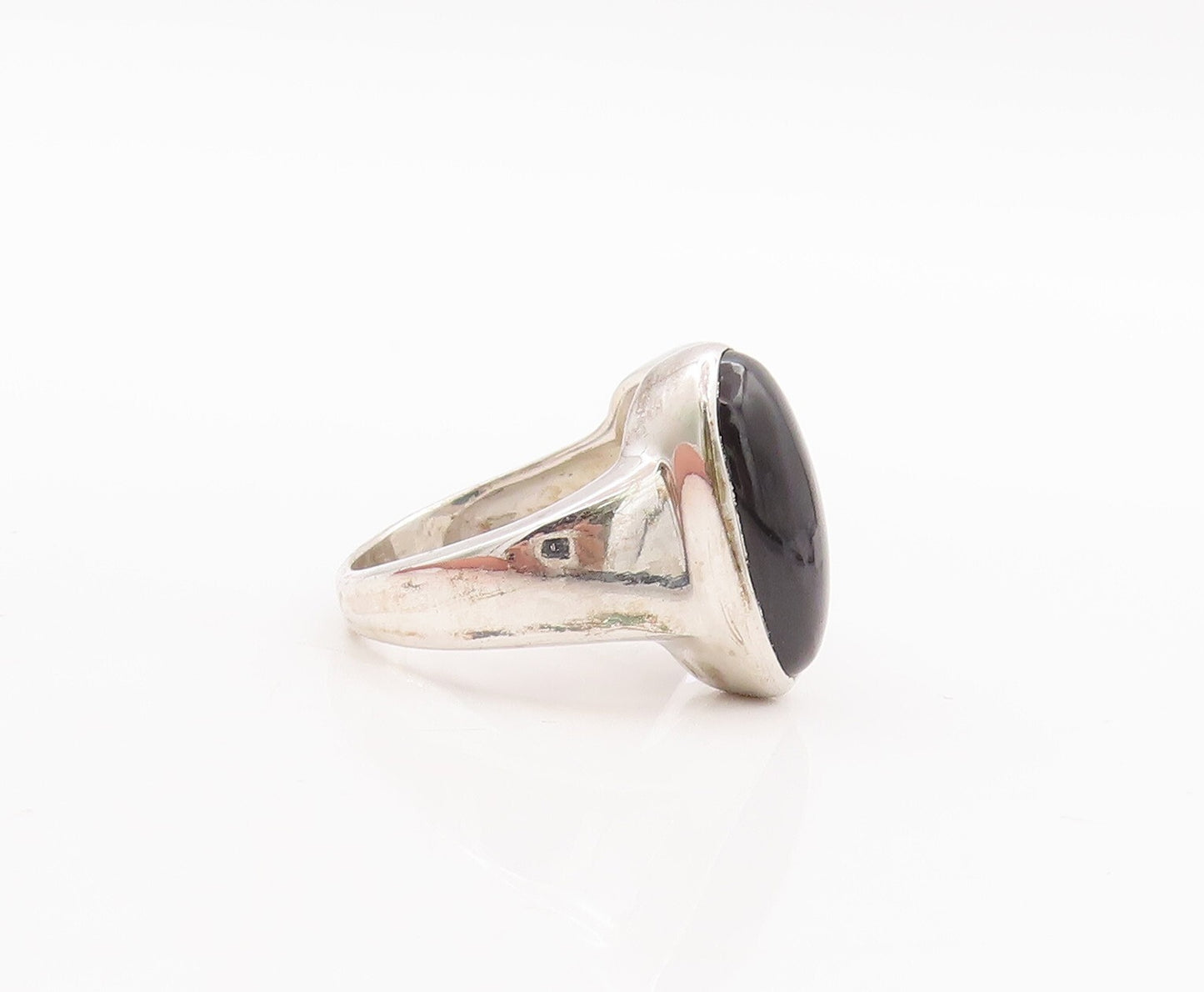 925 Sterling Silver Vintage Ring Oval Onyx Rectangle Topaz  Sz 7  RG29180