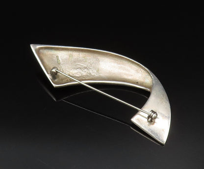 DESIGNER 925 Sterling Silver Vintage Cabochon Citrine Swirl Brooch Pin BP9556