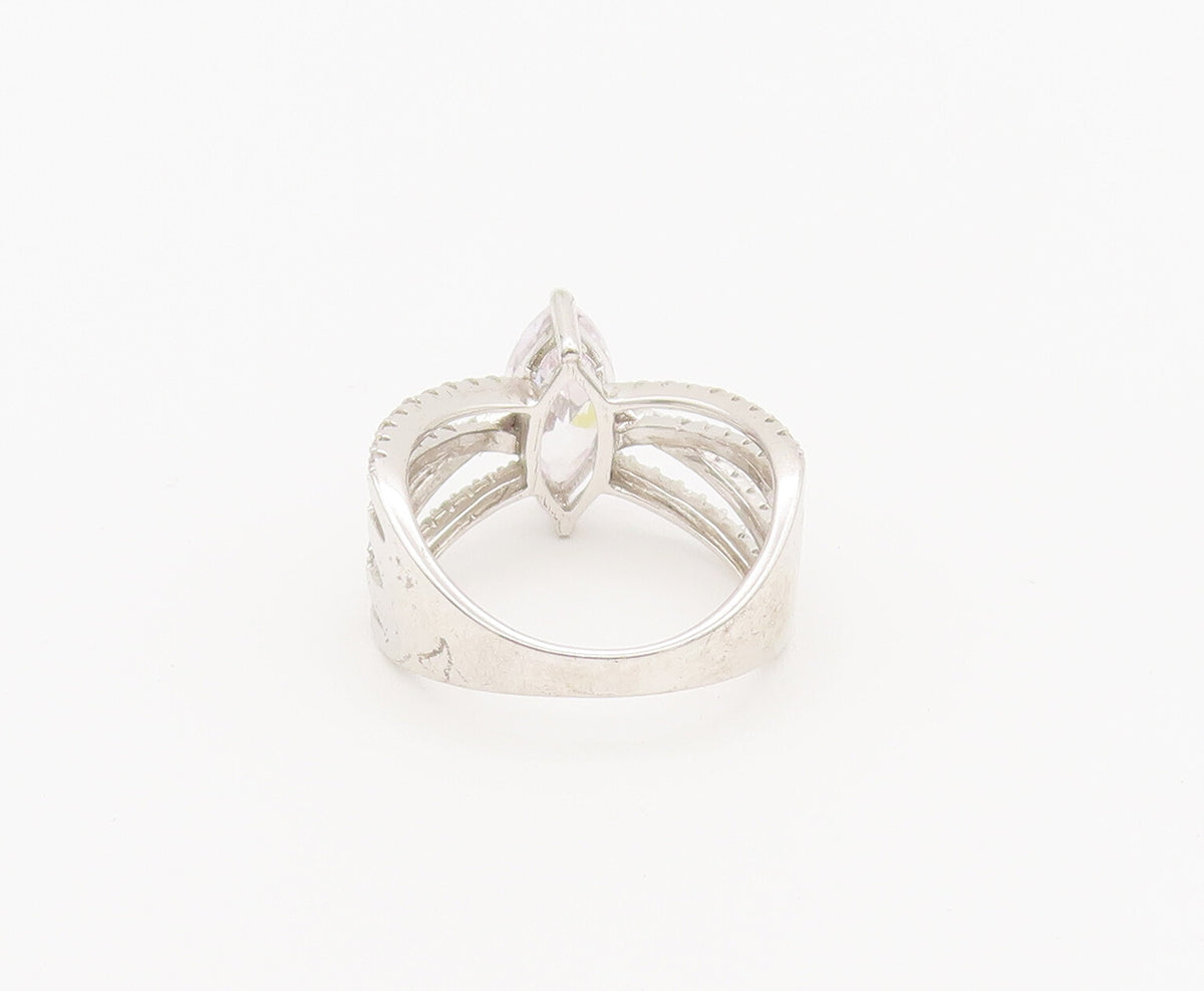 925 Sterling Silver Vintage Ring Marquis Cut Multi Split Band CZ Sz 7.5  RG27915