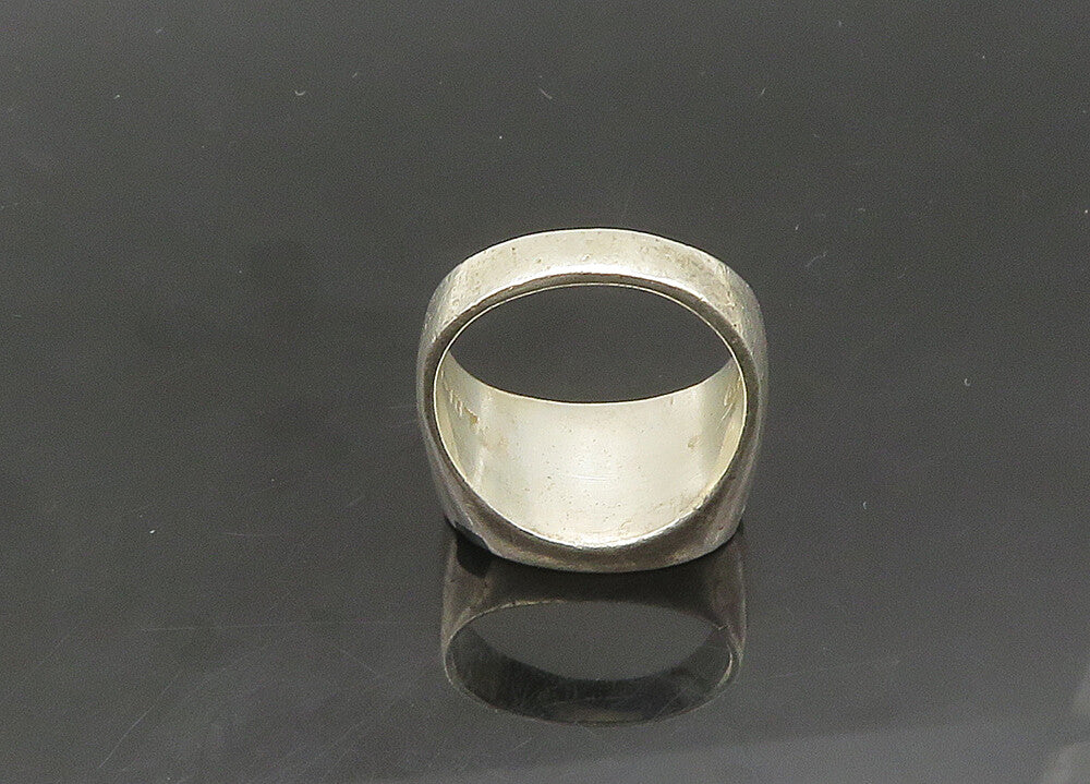 MEXICO 925 Silver  Vintage Inlaid Black Onyx Dome Band Ring Sz 7  RG21740