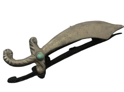 MEXICO 925 Sterling Silver  Vintage Antique Turquoise Sword Brooch Pin  BP4317