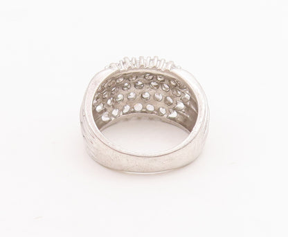 925 Sterling Silver Vintage Ring Solid Domed Grooved CZ Inlay  Sz 6  RG28685