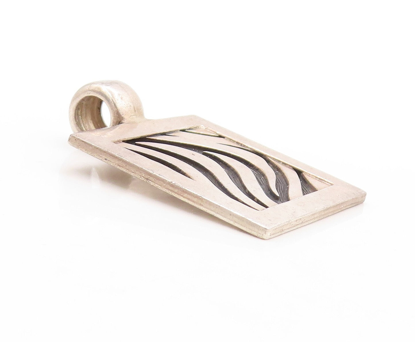 925 Sterling Silver Vintage Pendant Designer Swirly Cutout Frame  PT23832
