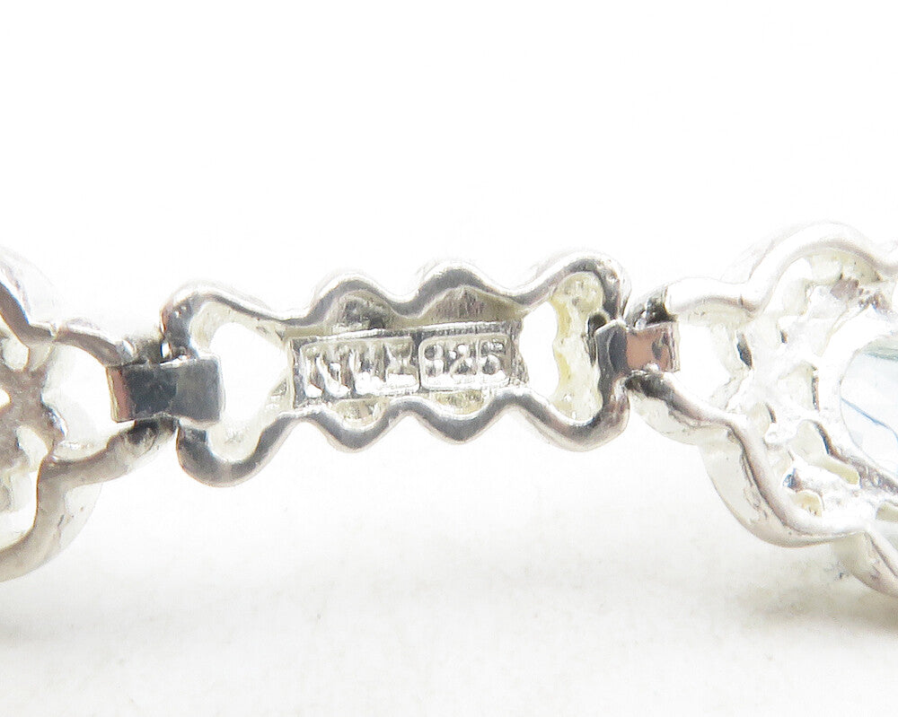 925 Sterling Silver  Peridot Amethyst Garnet & Topaz Chain Bracelet  BT4749