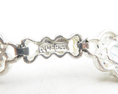 925 Sterling Silver  Peridot Amethyst Garnet & Topaz Chain Bracelet  BT4749