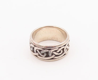 925 Sterling Silver Vintage Ring Solid Brutalist Knot Carved  Sz 7  RG28499