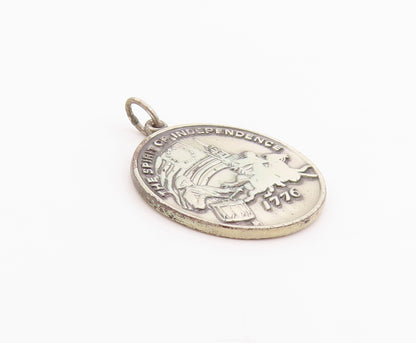 925 Sterling Silver Vintage Pendant Antique Spirit Of '1776" Medallion  PT24375