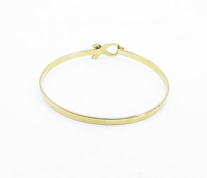 925 Sterling Silver  Shiny Gold Plated Ribbon Detail Bangle Bracelet  BT2071