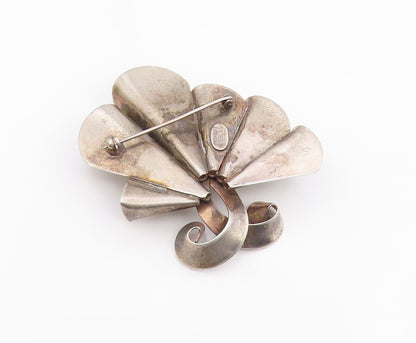 BROOKRAFT 925 Sterling Silver Vintage Modernist Ribbon Swirl Brooch Pin BP6314