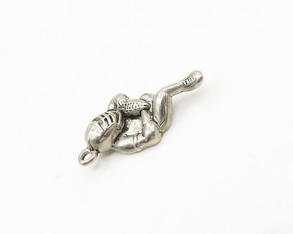 925 Sterling Silver  Vintage Shiny Petite Football Player Pendant  PT13833