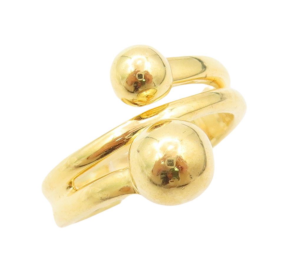 925 Sterling Silver Vintage Ring Gold Plated Beaded Coil Carved  Sz 8  RG30309