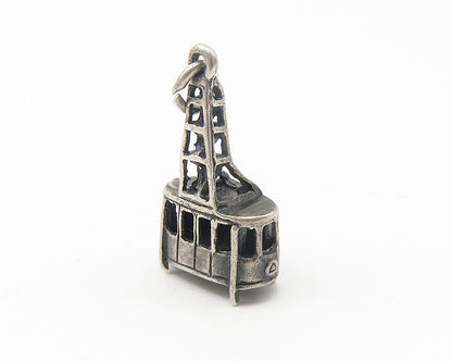 925 Sterling Silver  Vintage Petite Oxidized Cable Lift Motif Pendant  PT8906