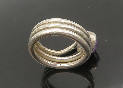 925 Sterling Silver Vintage Amethyst Wrap Around Band Ring Sz 6 RG22273