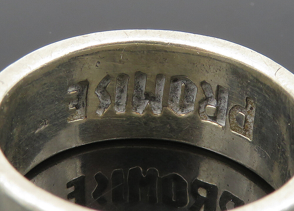 925 Sterling Silver  Vintage Shiny Chinese Writing Band Ring Sz 9.5  RG20899