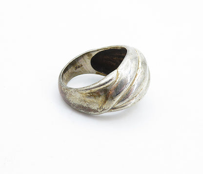 925 Sterling Silver  Vintage Dark Tone Fluted Dome Band Ring Sz 7  RG6448