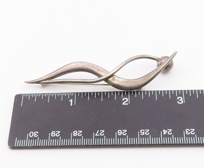 MEXICO 925 Silver  Vintage Modernist Overlapping Swirl Knot Brooch Pin  BP9893