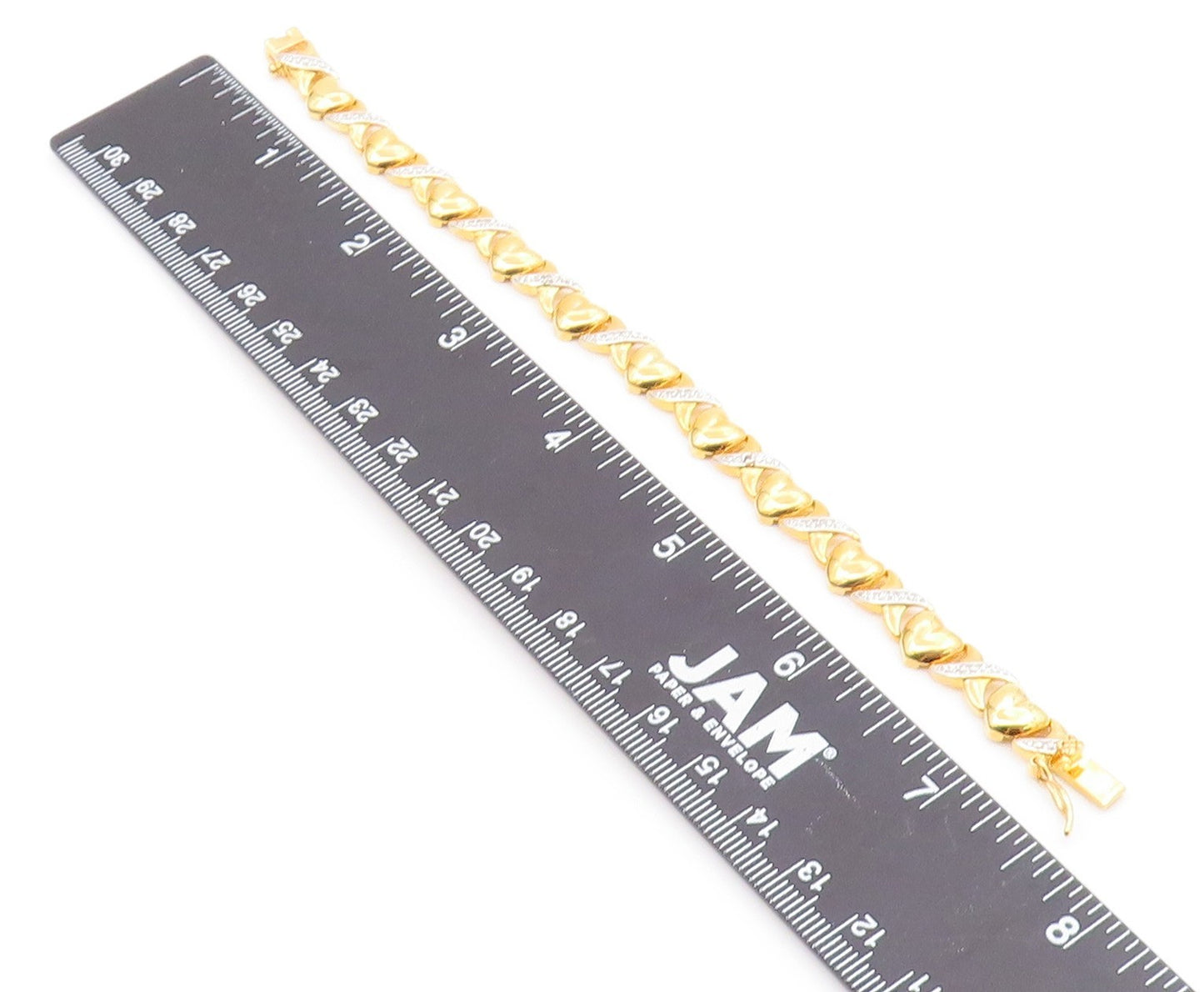 925 Sterling Silver  Genuine Diamonds Love Heart XO Chain Bracelet  BT7548