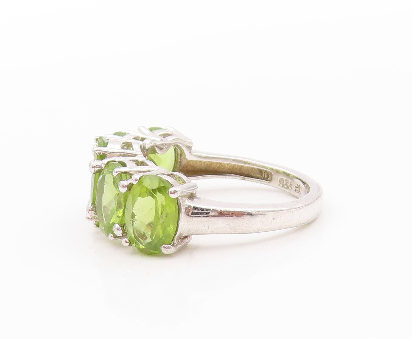 925 Sterling Silver Vintage Ring Minimalist Oval Cut Peridot  Sz 5  RG32435