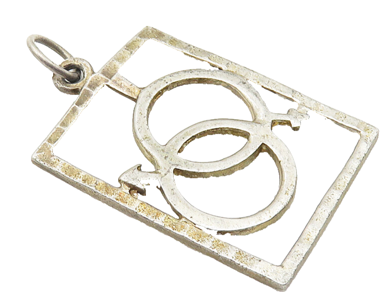 925 Sterling Silver  Vintage Couple Love Square Drop Pendant  PT8183