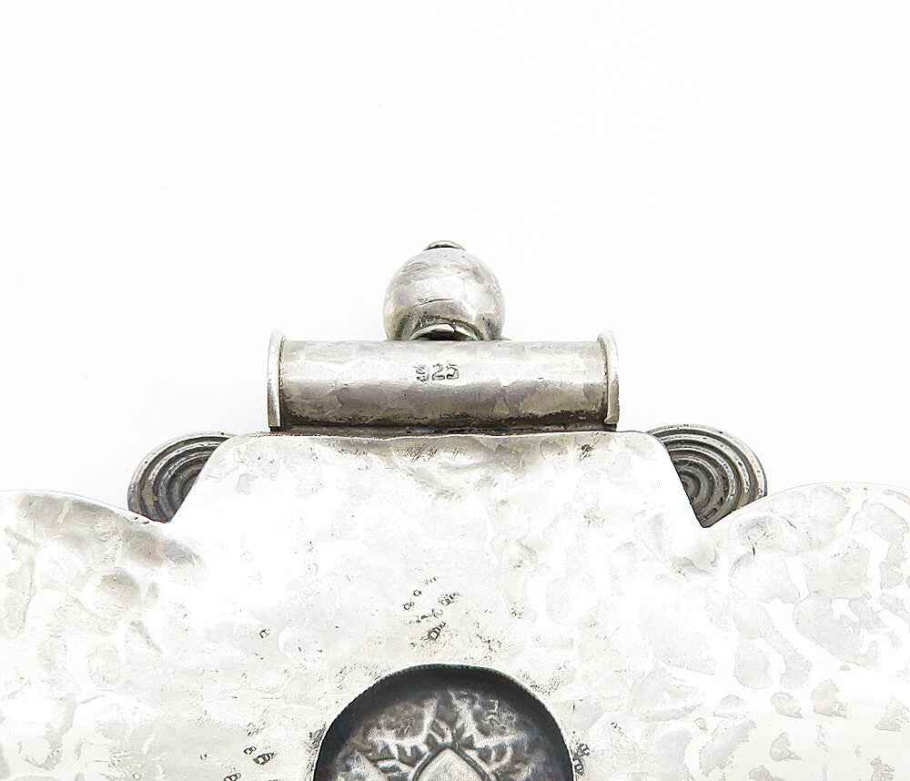 925 Sterling Silver  Vintage Antique Hammered Floral Slide Pendant  PT5956