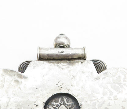 925 Sterling Silver  Vintage Antique Hammered Floral Slide Pendant  PT5956
