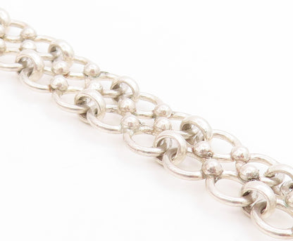 925 Sterling Silver Vintage Bracelet Interlocking Open Circles Wide Link BT11720