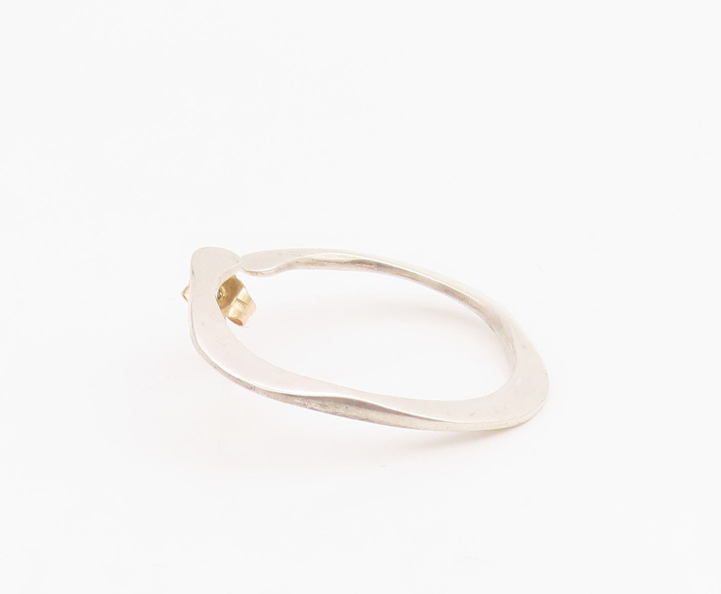 14k Gold & 925 Sterling Silver Vintage Earrings Minimalist Wavy Design  EG13941