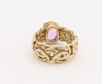 925 Sterling Silver Vintage Ring Gold Plated Oval Amethyst  Sz 7.5  RG28875