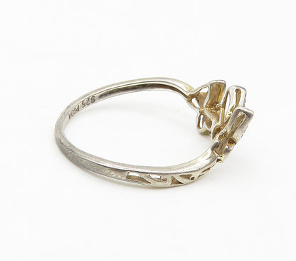 PAGODA 925 Silver  Vintage Genuine Diamonds Butterfly Band Ring Sz 6.5 RG17038