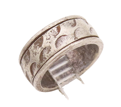 925 Sterling Silver Vintage Ring Minimalist Etched Semi Circle Sz 7 RG27962