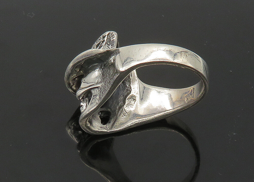 925 Sterling Silver  Vintage Skeleton Head Large Biker Ring Sz 11  RG22670