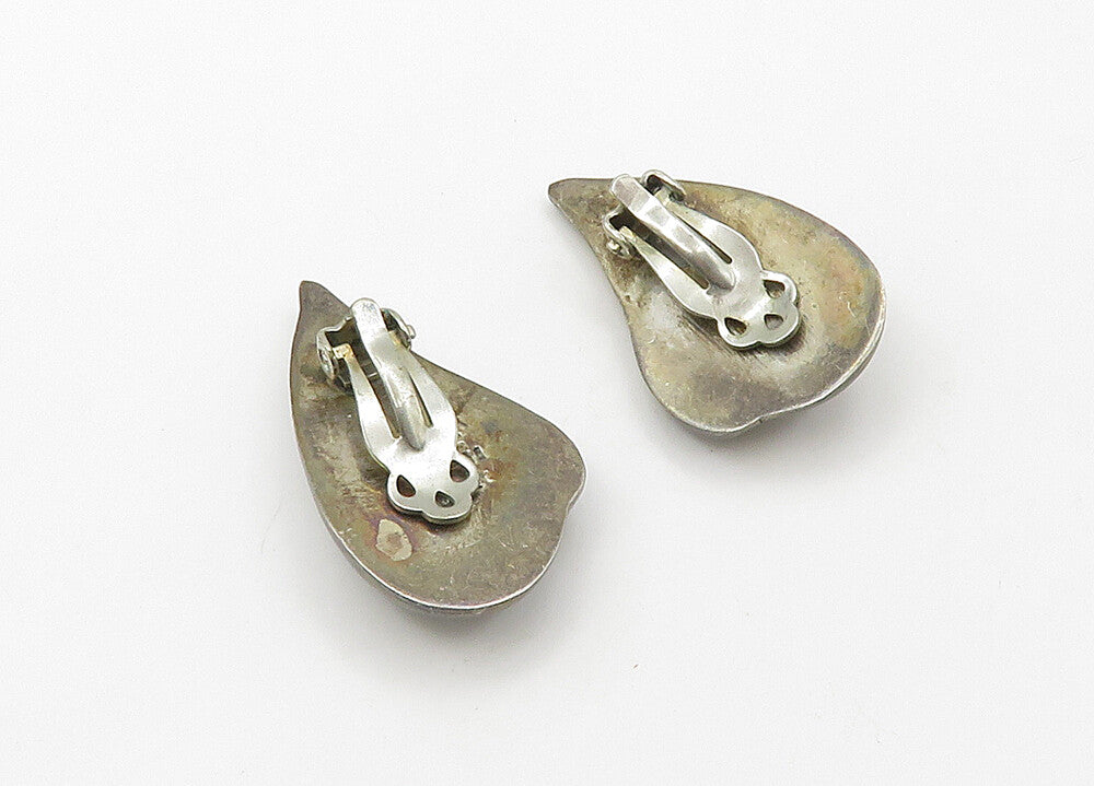 925 Sterling Silver  Vintage Floral Leaf Motif Non Pierce Earrings  EG10633